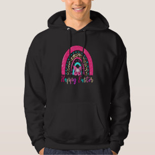 Sudadera Feliz Día de Pascua Cute Rainbow Pink Leopard Eggs