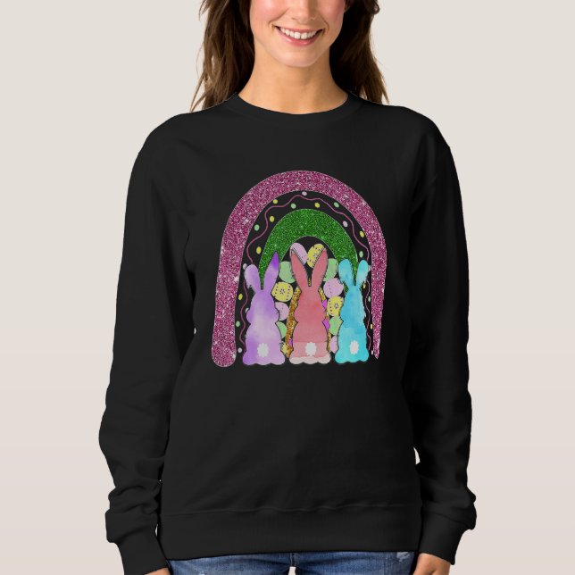 Sudadera Feliz Día de Pascua del Conejo Conejo Arcoiris de  (Anverso)