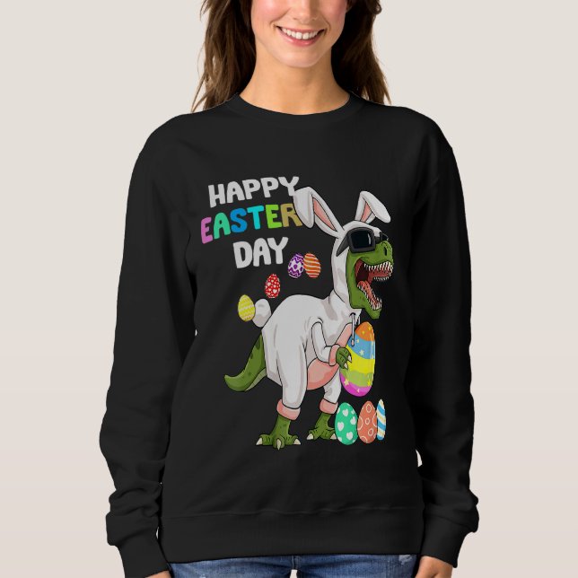 Sudadera Feliz Día de Pascua Rex Dinosaur Easter Bunny Egos (Anverso)