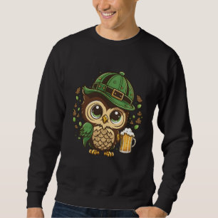 Sudadera Feliz día de San Patricio Búho Pájaro Cerveza St P