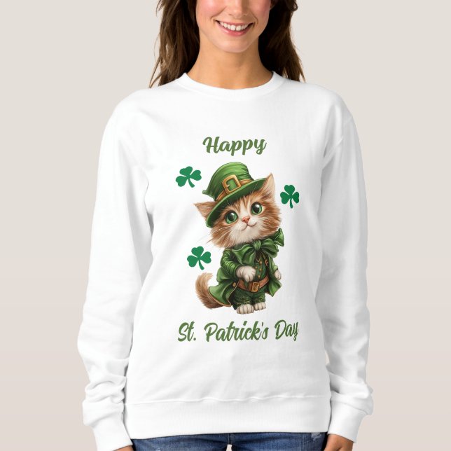 Sudadera Feliz Día de San Patricio para los amantes del gat (Anverso)