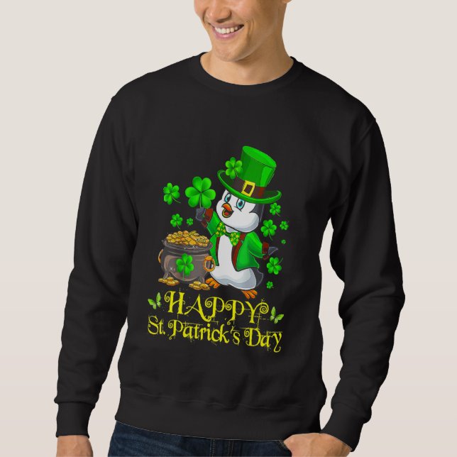 Sudadera Feliz Día de San Patricio Penguin Cute Funny Irlan (Anverso)