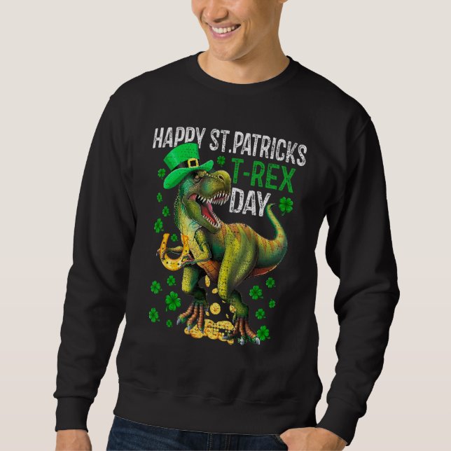 Sudadera Feliz Día de San Patricio Rex Dinosaurio (Anverso)