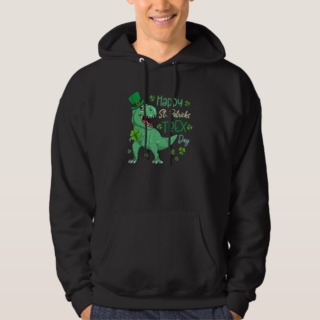 Sudadera Feliz Día de San Patricio T-Rex Dinosaurio Bo (Anverso)