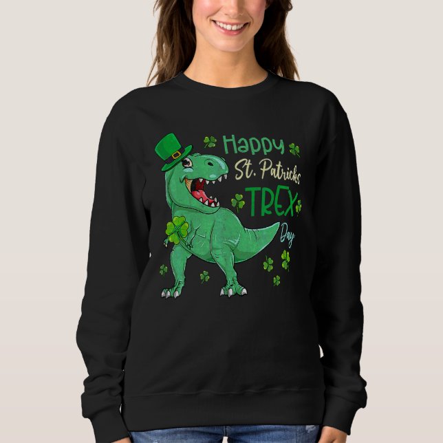 Sudadera Feliz Día de San Patricio T Rex San Patricio Dinos (Anverso)