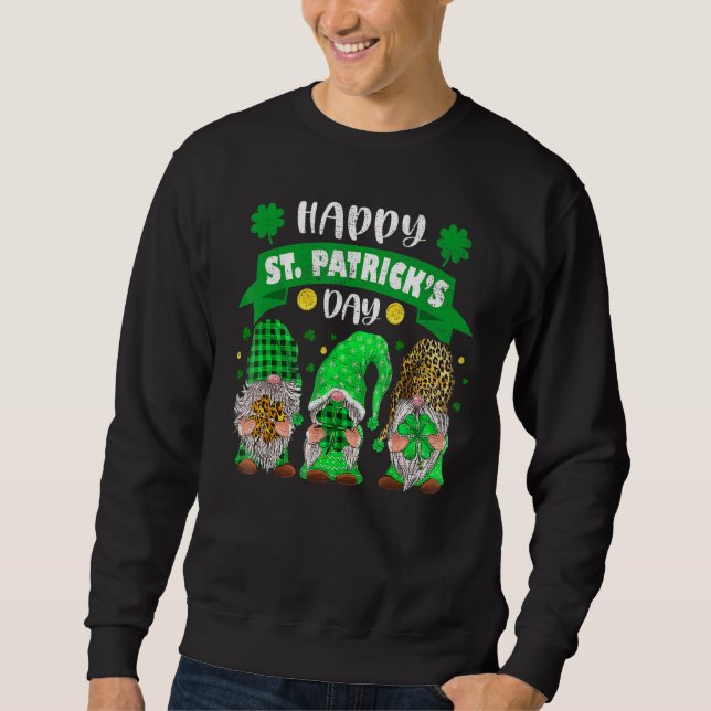 Sudadera Feliz Día de San Patricio Tres Gnome Shamrock Leop (Anverso)