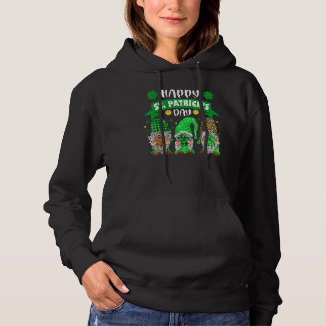 Sudadera Feliz Día de San Patricio Tres Gnome Shamrock Leop (Anverso)