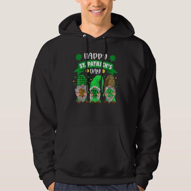 Sudadera Feliz Día de San Patricio Tres Gnome Shamrock Leop (Anverso)