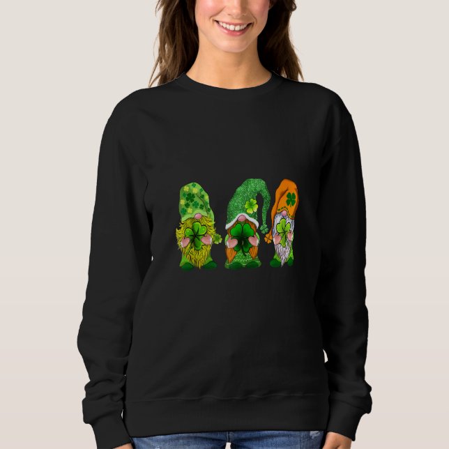 Sudadera Feliz Día de San Patricio Tres Gnomes Shamrock (Anverso)