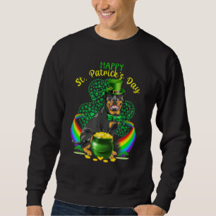 Sudadera Feliz Día de San Patrón Rottweiler Leprechaun Gorr