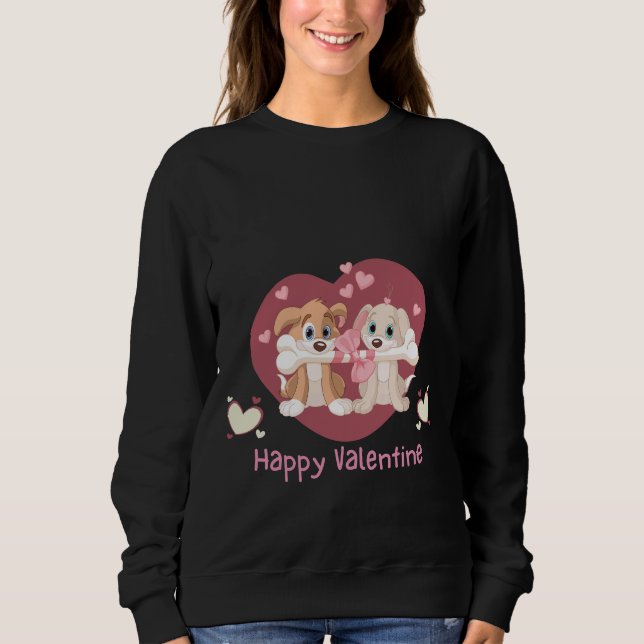 Sudadera Feliz Día de San Valentín 2024 divertidos perros (Anverso)