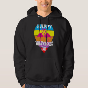 Sudadera Feliz día de San Valentín Flamencos Corazón Rosa A