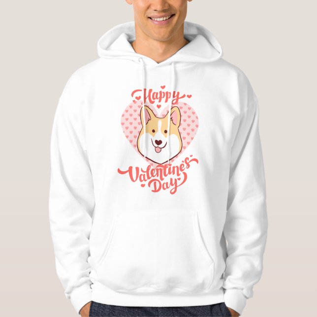 Sudadera Feliz Día de San Valentín lindo perro corgi (Anverso)