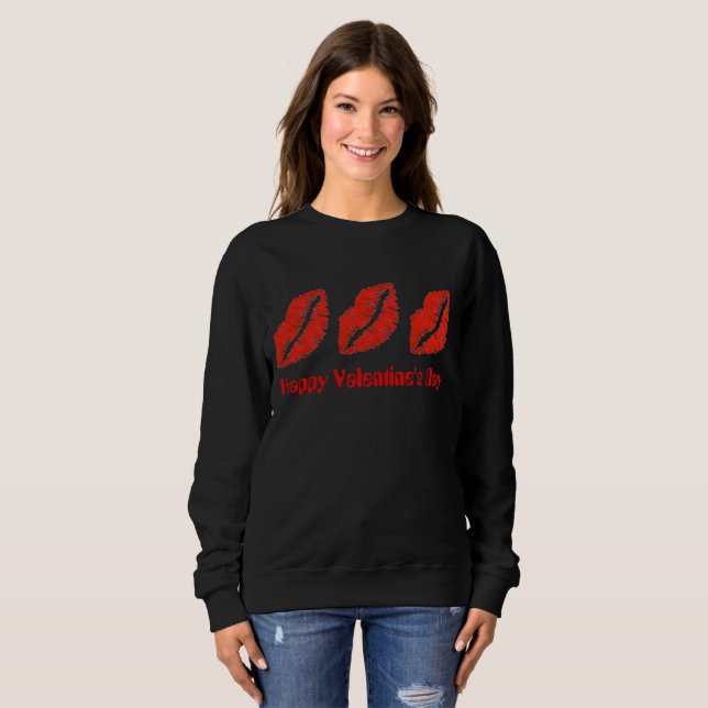 Sudadera Feliz Día de San Valentín, los labios rojos me bes (Anverso completo)