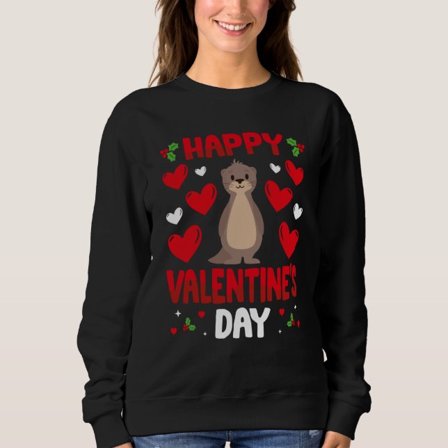 Sudadera Feliz Día de San Valentín Nutria Marina Corazón Am (Anverso)