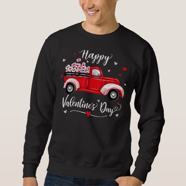 Sudadera Feliz Día de San Valentín Postal de Camión Rojo (Anverso)