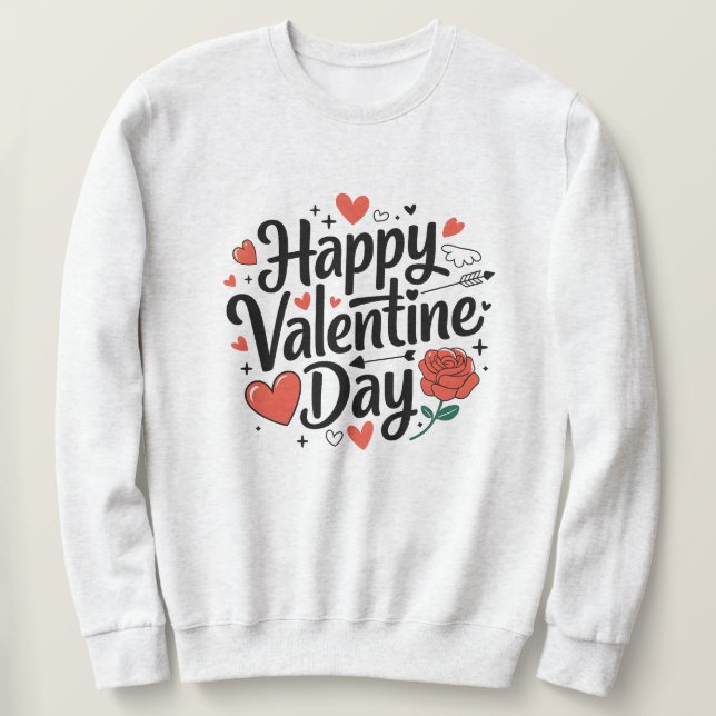 Sudadera Feliz día de San Valentín romántico corazón rosa e (Anverso del diseño)