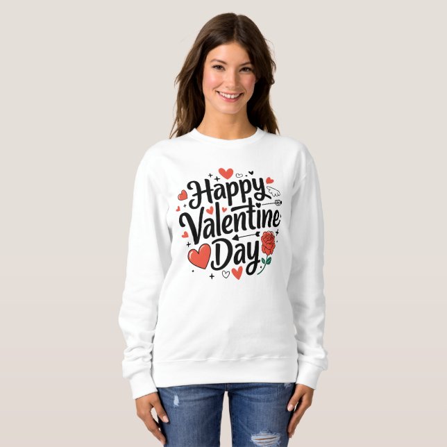 Sudadera Feliz día de San Valentín romántico corazón rosa e (Anverso completo)