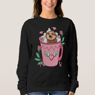 Sudadera Feliz Día de San Valentín Rosa Perezoso en la Taza