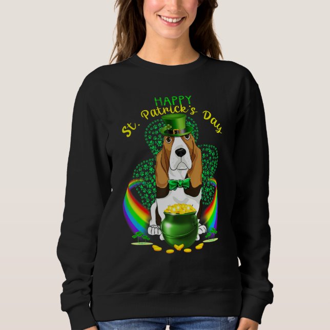 Sudadera Feliz Día de Santo Patrocinador Basset Hound Lepre (Anverso)
