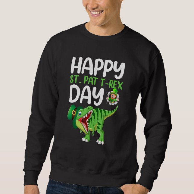 Sudadera Feliz Día de St. Pat Trex Dino St. Patrick's Day B (Anverso)
