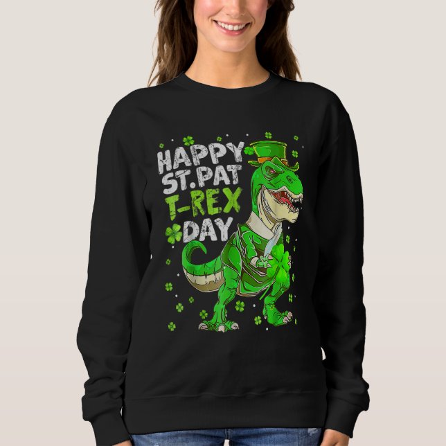 Sudadera Feliz Día de St Pat Trex Dinosaur (Anverso)