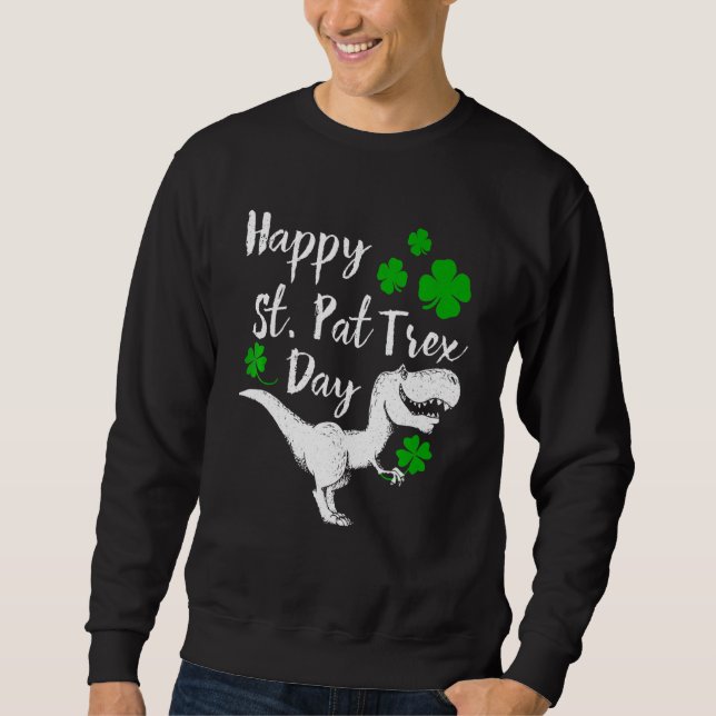 Sudadera Feliz Día de St Pat Trex Dinosaur Funny St Patrick (Anverso)