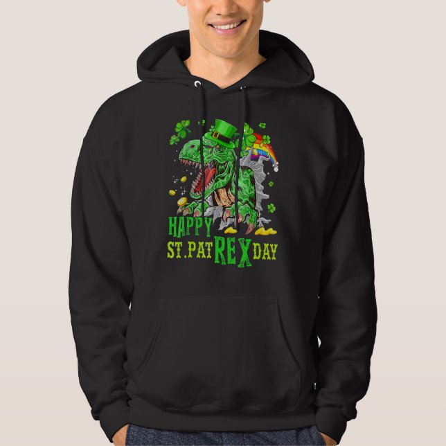 Sudadera Feliz Día de St Pat Trex Saint Patrick Dinosaur Bo (Anverso)
