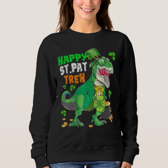 Sudadera Feliz Día de St Pat Trex Saint Patrick Dinosaur Bo (Anverso)