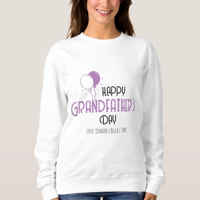 Sudadera Feliz Día del Abuelo con globos morados (Anverso)