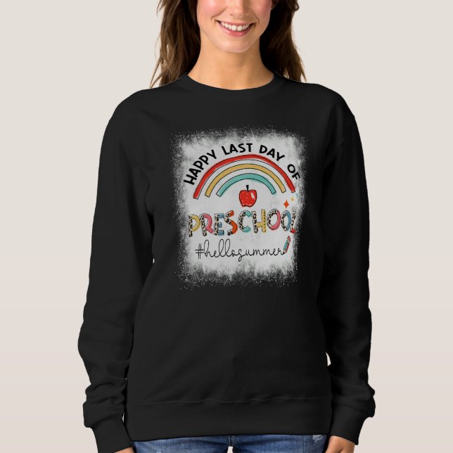 Sudadera Feliz Día Del Profesor De Preescolar Rainbow Hello (Anverso)