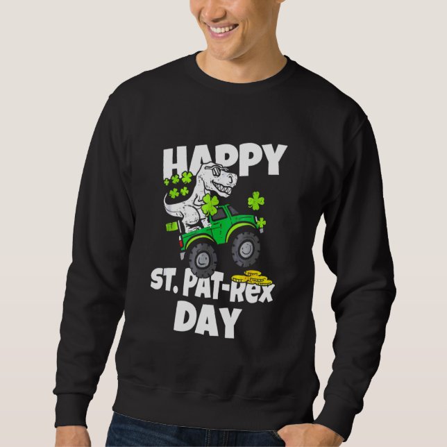 Sudadera Feliz Día del Rex St Pat T Dinosaurus Cute San Pat (Anverso)