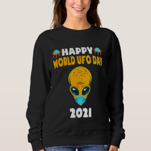 Sudadera Feliz Día Ufo 2021 Cabeza Alien Cute con Máscara K
