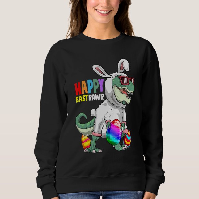Sudadera Feliz Eastrawar T Rex Easter Bunny Dinosaur Eggs B (Anverso)