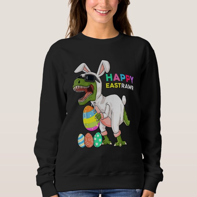 Sudadera Feliz Eastrawr Rex Easter Bunny Dinosaur Eggys Boy (Anverso)