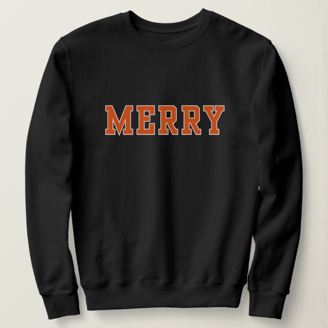Sudadera Feliz en Naranja, Navidades de estilo universitari (Anverso del diseño)