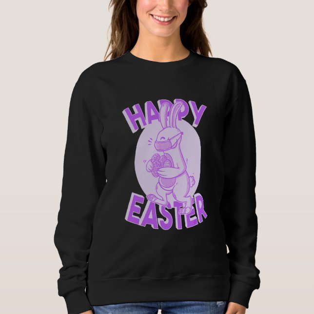 Sudadera Feliz Face Mask Conejo Pastel Purple (Anverso)