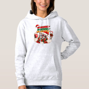 Sudadera Feliz Feliz Feliz Navidad Mapache Cacao Caliente
