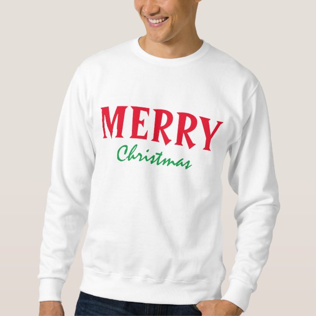 SUDADERA FELIZ FELIZ NAVIDAD TIPOGRAFÍA ROJA VERDE (Anverso)