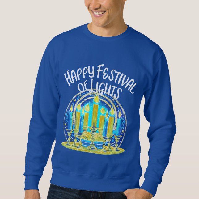 Sudadera Feliz Festival de las Luces Hanukkah Menorah (Anverso)