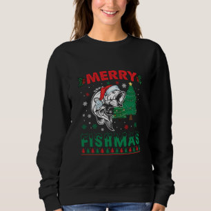 Sudadera Feliz Fishmas Pescado Pescando Papá Pescador Navid
