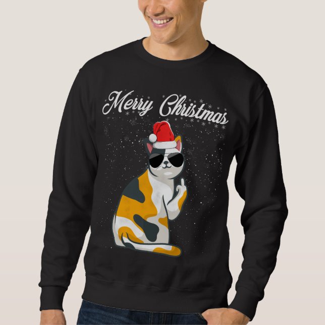 Sudadera Feliz Gato de Navidad Dedo Medio Dedo Ruido Navida (Anverso)