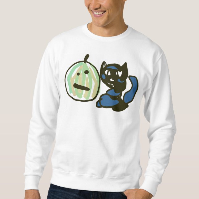 Sudadera Feliz gato negro de Jack o Lantern verde (Anverso)