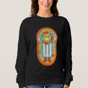 Sudadera Feliz Girasol Groovy Años 60 70 Hippie Retro Vint