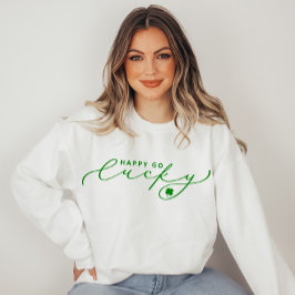 Sudadera Feliz Go Lucky St. Patrick's Day Cute Green Script