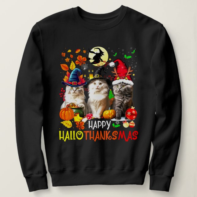 Sudadera Feliz HalloGraciasMas Cats (Anverso del diseño)