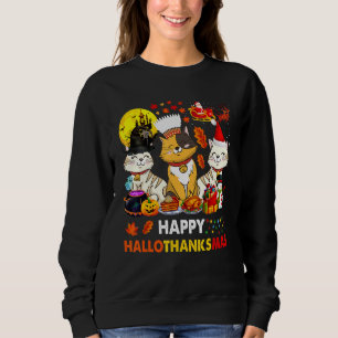 Sudadera Feliz Hallothankmas lindo mar de felino en Santa H
