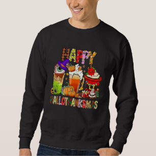 Sudadera Feliz Hallothanksmas Café Lover Witch Santa Hat