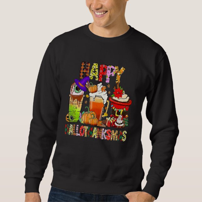 Sudadera Feliz Hallothanksmas Café Lover Witch Santa Hat (Anverso)