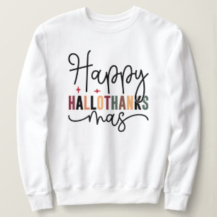 Sudadera Feliz Hallothanksmas escritura moderna Feliz Navid